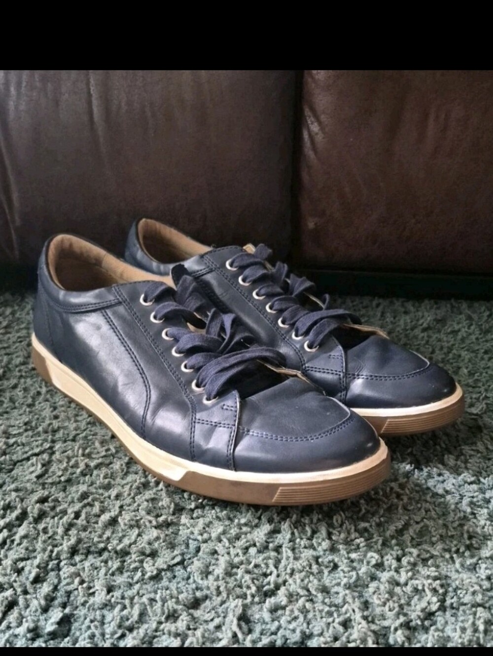 Cole Haan Men's Blue Leather Lace Up Fashion Sneakers 13M